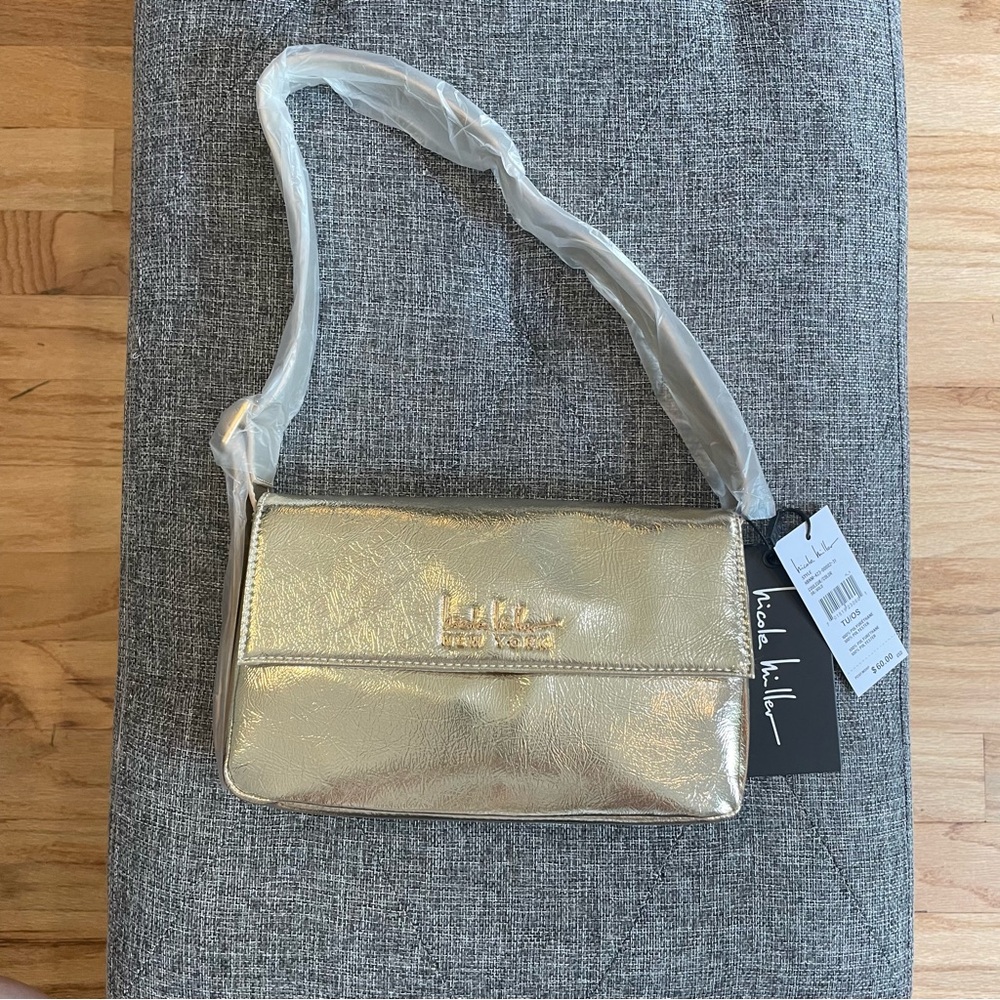 Nicole Miller Shimmering Gold Shoulder Bag
